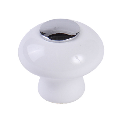 Ручка мебельная Larvij, 28x30x30 мм, белый / xром, L4.knob17WH Фото 1