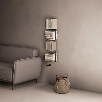 Полка для книг в стиле Лофт Larvij, 320x1150x130 мм, черный, PIPE18BL Фото 1