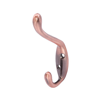 Крючок двойной стандартный для пальто и шапки Larvij, 20x100x60 мм,  медь, LK0402CU Фото 1