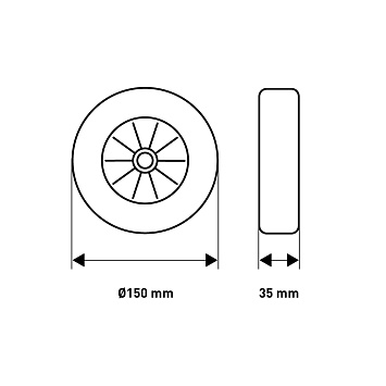 Колесо мебельное неповоротное Larvij, без тормоза, Ø150 мм, черный / белый, LWHEEL-150 Фото 2